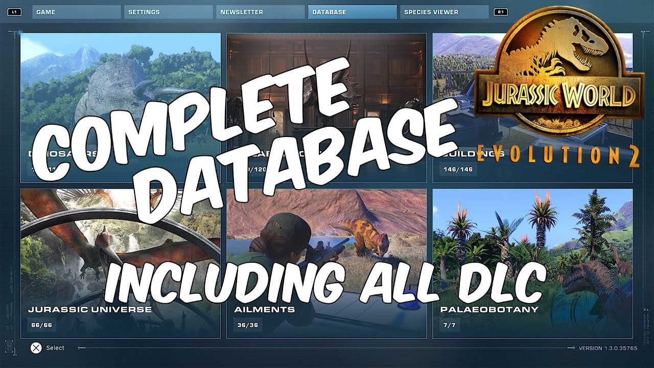 Jurassic World Evolution 2 Complete Database Including All Dlc Youtube