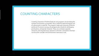 JAVA PROGRAM FOR COUNTING LINES, WORDS, CHARACTERS IN A TEXT FILE