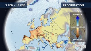 Monthly precipitation forecast for Europe 3/2/2025