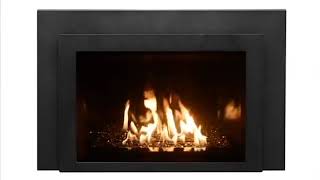 Pacifc Energy Tofino Gas Insert Modern Surround Black Glass Burner Porcelain Panel