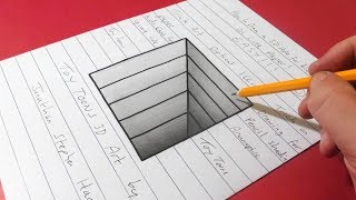 How to Draw a 3D Hole in Line Paper - Easy Trick Art for Kids
