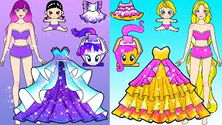Pink And Purple Mother And Daughter Pony Dresses | Nursery Paper Doll | Woa Doll American Kids