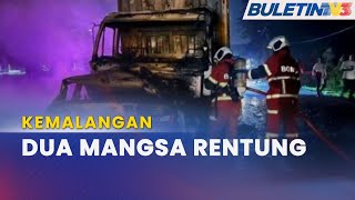 KEMALANGAN | Kereta Bertembung Lori Kontena, 2 Rentung