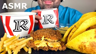 ASMR CPISPY FRIED CHICKEN SANDWICH, QUESADILLA \u0026 FRIES | KFC RUSSIA ROSTICS (MUKBANG) EATING SOUNDS