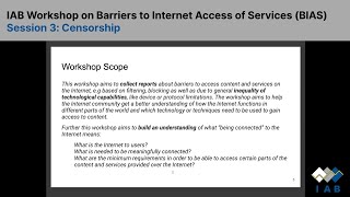 IAB Workshop on Barriers to Internet Access of Services (BIAS): Censorship (2024-01-17)