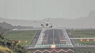 5 Beautiful Wet Runway Landings at Madeira Airport