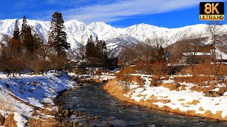 [Snow scenery] Scenic view and natural sounds of Hakuba village - Japan in 8K