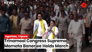 Before Tripura Election, All India Trinamool Congress Chief Mamata Banerjee Holds March In Agartala