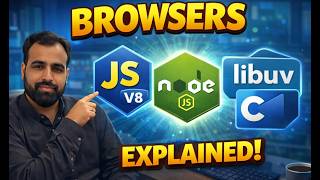 Browser, v8 engine working JS and Node JS