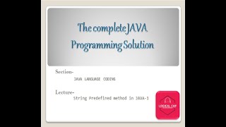 String predefined method in JAVA ~Lecture-1