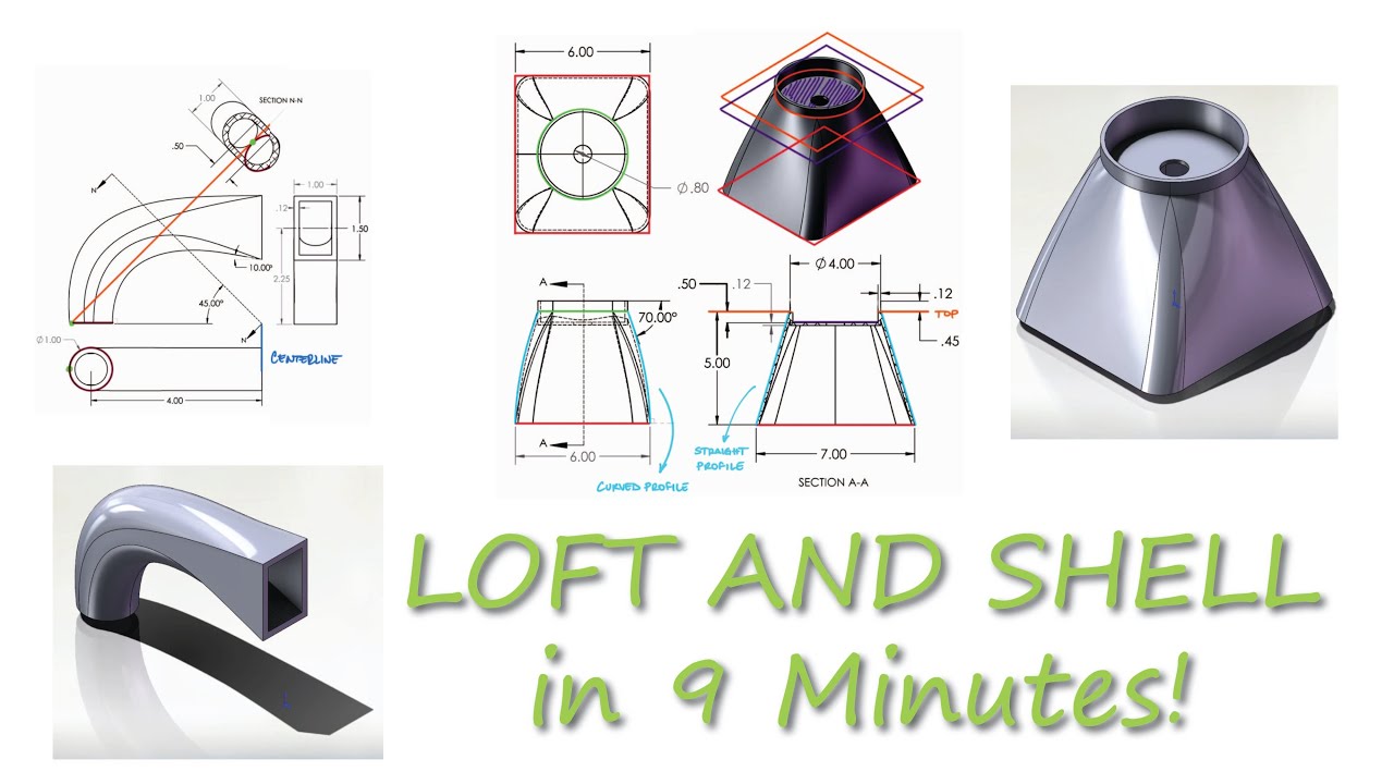 SolidWorks EASY Loft And Shell Features In 9 Minutes! - YouTube