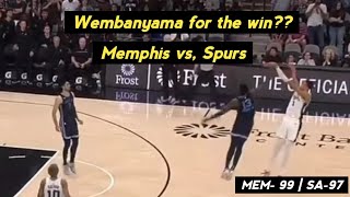 Wembanyama turn-around shot, for the Win? San Antonio Spurs vs, Memphis Grizzlies Wild Ending!