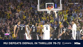 Marquette defeats DePaul 76-72 in a BIG EAST thriller.