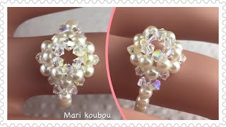 【かんたんアクセサリー】2種類のビーズだけで作るリング/テグス/Only two types of beads