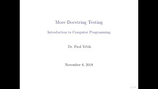 Lecture 21 Section 1 -- More Docstring Testing