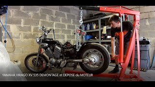 YAMAHA VIRAGO XV 535 : DEMONTAGE et DEPOSE du bloc MOTEUR + BOITE DE VITESSES