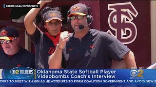Softball Player Videobombs Coach's Interview