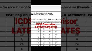 WBPSC ICDS//Marks of the unsuccessful candidates  recruitment to the posts of ICDS Supervisor2019