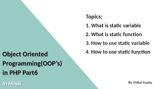 Object Oriented Programming in PHP Part6(Static Members)