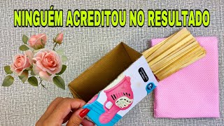 IDEIA BELÍSSIMA COM CAIXA DE PAPELÃO E PALITOS DE PICOLÉ faça você mesmo #viral #compartilhe #diy