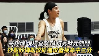 高錦瑋 現場直擊T1選秀狀元熱門 抄截妙傳助攻抓進攻籃板命中三分 Be Heroes經典賽 明星藍 vs 明星白！