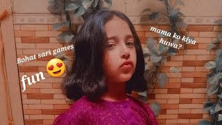 Mama ka sath games kheyli | bohat maza aya😘|mama gir gai😭