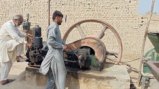 20 HP Old black diesel engine amazing starting _ Black diesel engine amazing sound