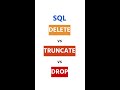DELETE VS TRUNCATE VS DROP IN SQL