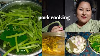 New vlog twiphai phi ha ouhaing sungmo// pork cooking \u0026 Eating🤤🤤#villagelife