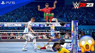 WWE 2K23 - Messi & Cristiano vs. Mbappe & Neymar - Tag Team Championship Match | PS5™ [4K60]