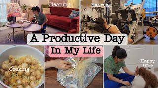 A DAY IN MY LIFE : COOKING,CLEANING, EXERCISE, CAREER,PET LOVE || ADITI PRABHUDEVA #dailyvlog #life