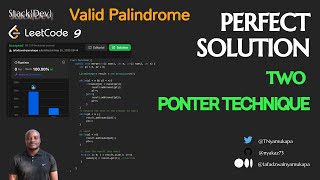 DSA 1. Valid Palindrome using Two Pointer Technique #leetcode9 #java #topinterviewquestions