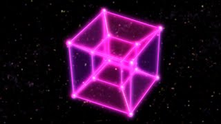 4 Dimensional Hypercube Tesseract Rotating in Outer Space and Stars 4K Background VJ Video Effect