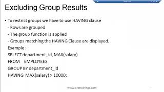 Oracle Database Course - Group (Multi Row) Function