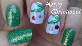 CHRISTMAS NAILS Tutorial - DIY Holiday Nail Art In Green, Gold & Pure Blue