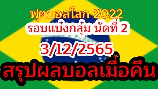 โปรแกรมฟุตบอลโลก 2022 | ผลบอลเมื่อคืน 3/12/2565 ฟุตบอลโลก2022 ทีเด็ดบอลโลก #ช่องทีวีถ่ายทอดสดฟุตบอล