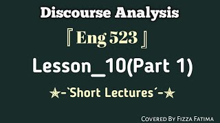 Eng 523|Lesson 10(Part 1)|Complete Lesson |Short Lecture