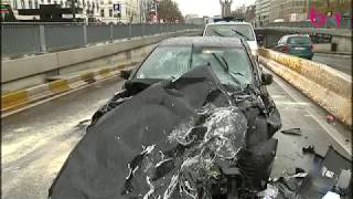 Accident dans le tunnel Porte de Namur : deux voitures impliquées, trois blessés