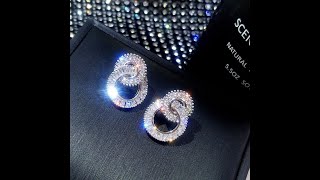 Женские серьги с инкрустацией из искусственного циркония купить с Aliexpress