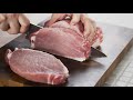 ポークステーキ用の肉の切り方（アメリカン・ポークかたまり肉推進プロジェクト）