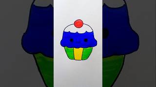 easy cup cake colouring 💚💙 #viralshorts #youtubeshorts #shortsfeed #drawing #art