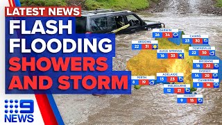 Potential flash flooding in NSW, Showers and storms across Victoria | 9 News Australia