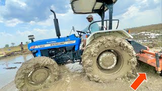 धान का रोपा पूसा बासमती PB-1Puddling with New Holland 3630 TX Special Edition with 7 feet Rotavator