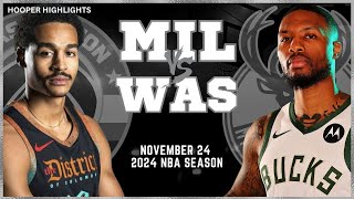 Milwaukee Bucks vs Washington Wizards  Game Highlights | Nov 24 | 2024 NBA Seaso