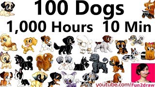 100 Dog Art  - 1,000 Hours - 10 Min | Mei Yu Draws 100 Dogs | New Art Challenge: Fun2draw Fun Friday