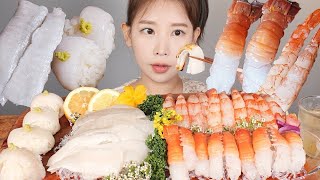 오돌탱글 광어지느러미 홍새우 딱새우 먹방 Raw flatfish fin \u0026 Red Shrimp \u0026 Red Banded Lobster mukbang korean food