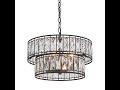 LNC 4-Light Matte Black Two-tiered Crystal Glass Drum Modern/Contemporary Crystal Chandelier