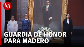 Sheinbaum monta guardia de honor en homenaje a Francisco I. Madero