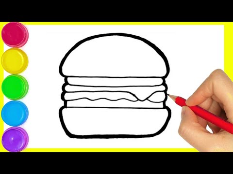 How To Draw Burger 🍔 And Colour Drawing Step By Step Drawing For ...