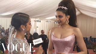 Deepika Padukone on Her Pink Underwater-Inspired Dress | Met Gala 2019 With Liza Koshy | Vogue